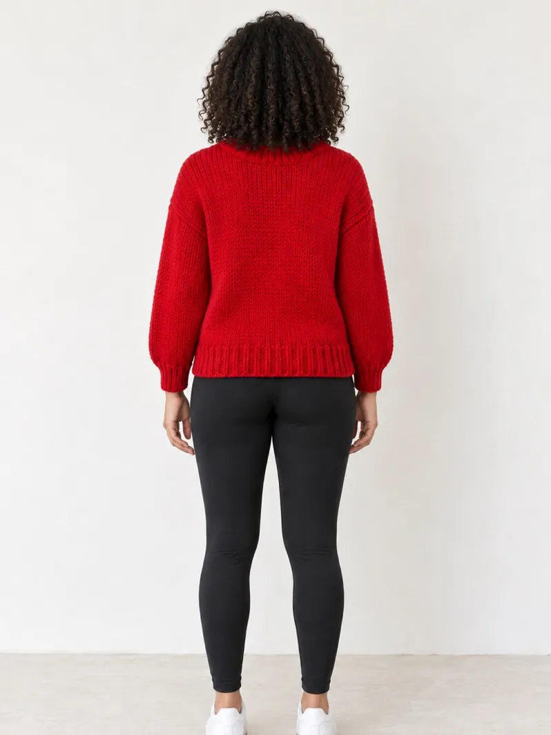 Example AI preview, back view of the chunky knit sweater, marked AI guess