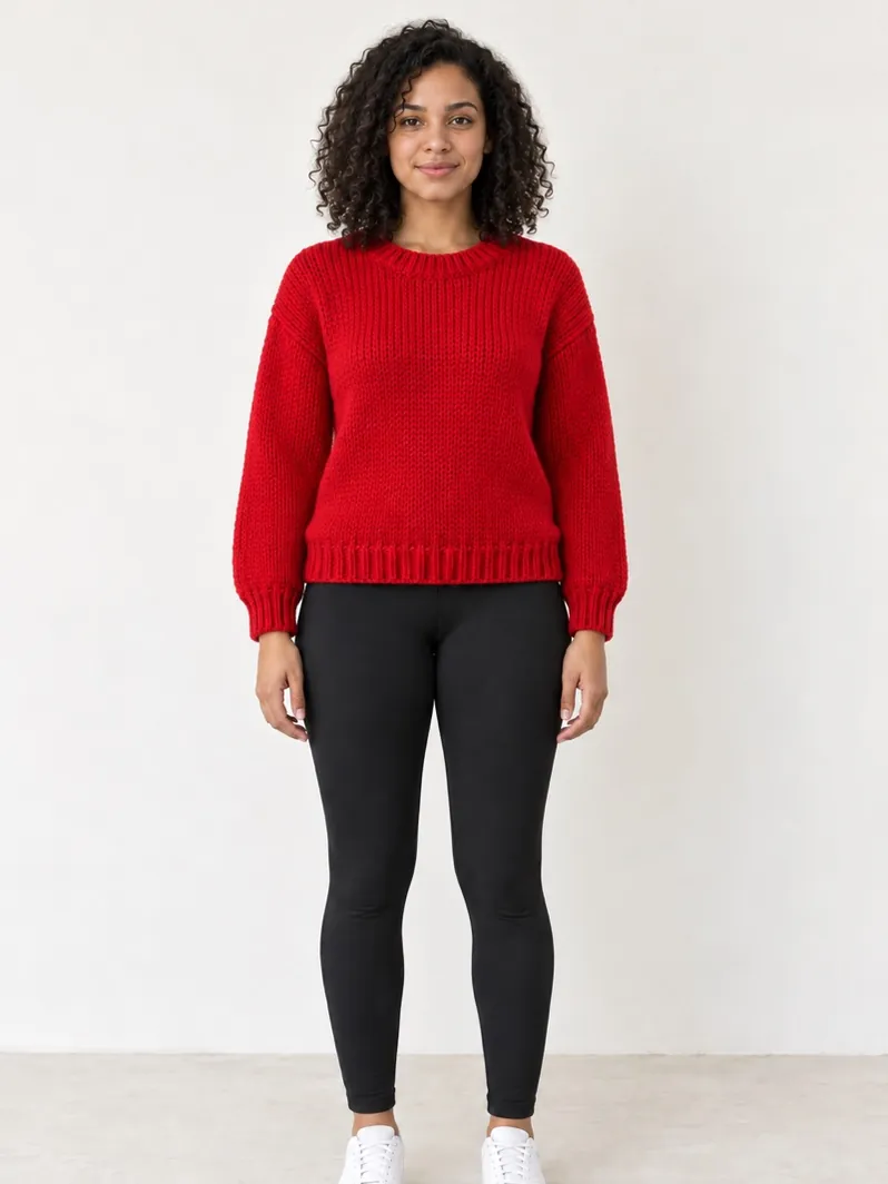 Example AI preview: the same person wearing the sweater